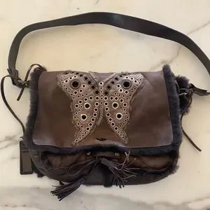ショルダーバッグ・ポシェット Dolce & Gabbana Ebony Brown Calf Leather Sicily Soft Suede DOLCE & GABBANA Shoulder Bag Small Brown Calf Leather Sicily